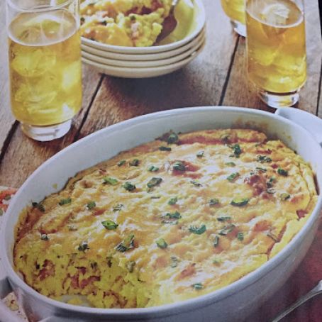 Spoon Bread with Ham and Cheese
