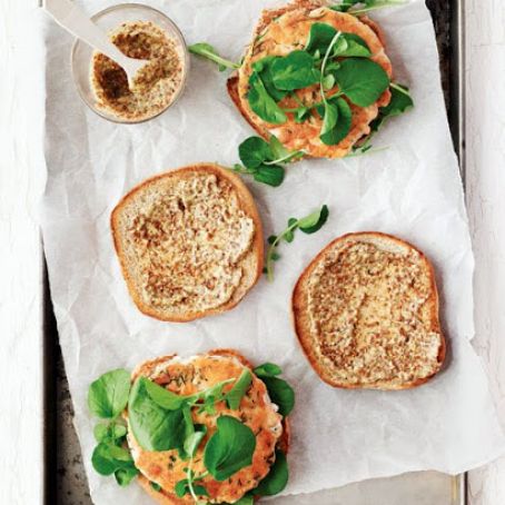Smoky Salmon Burgers with Grainy Mustard