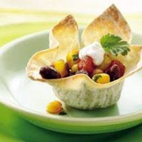 Black Bean and Corn Wonton Cups