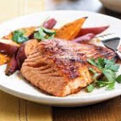 Ancho-glazed Salmon with Sweet Potato Fries
