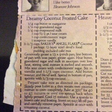 Dreamy Coconut Frosted Cake