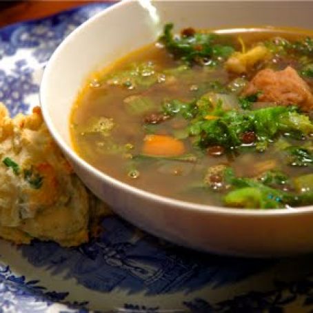 Escarole Lentil Soup with Turkey Sausage Meatballs