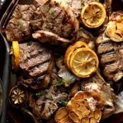 Grilled Lamb Chops with Roasted Garlic