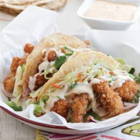 Crunchy Catfish Tacos with Chipotle Mayonnaise and Apple Slaw