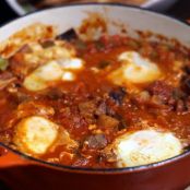 Ratatouille with Poached Eggs and Garlic Croutons