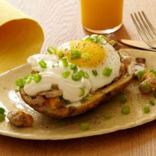 Stuffed Potato Skin Skillet Hash with Fried Eggs