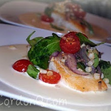 Pan Seared Halibut with Sweet Corn Zabaglione