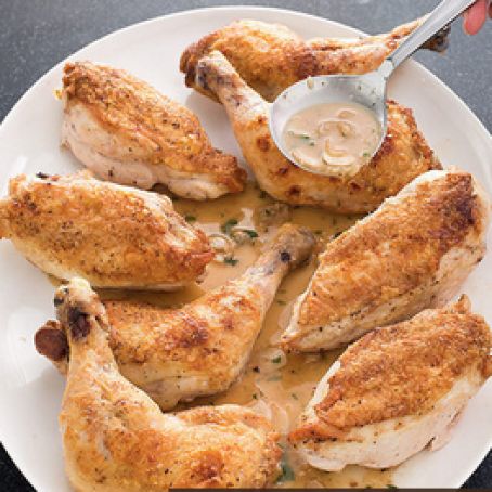 Slow-roasted Chicken with Shallot-Garlic Pan Sauce