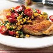 Chicken Paillards with Tomato, Basil, and Roasted-Corn Relish