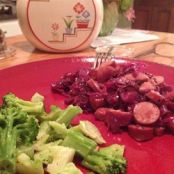 Sausage with Red Cabbage and Noodles*
