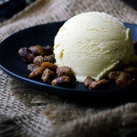 Cardamom Ice Cream with Spiced Candied Pistachios