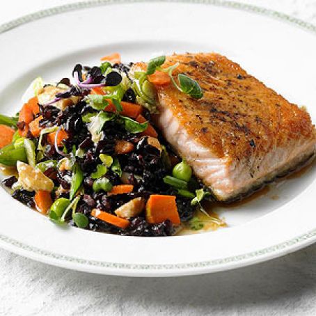 Black Rice Salad with Snap Peas, Carrots, & Almonds