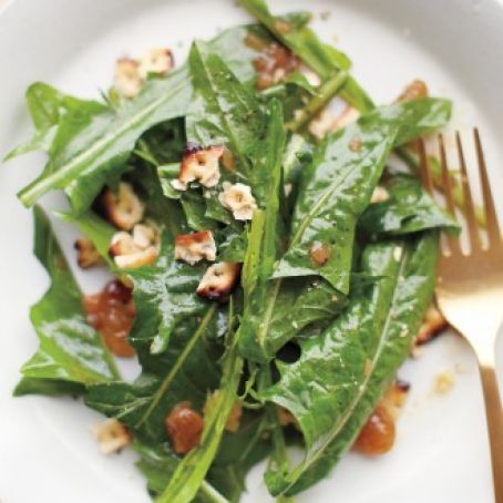 Wilted Dandelion Greens with Toasted Matzo Crumbles