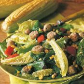 Salad Greens and Veggies with Fried Okra Croutons