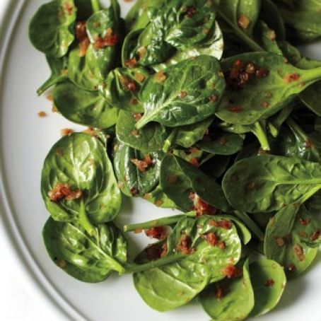 Wilted Spinach Salad with Caramelized Shallots