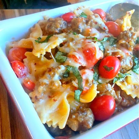 Venison Sausage & Pasta in a Cream Basil Sauce