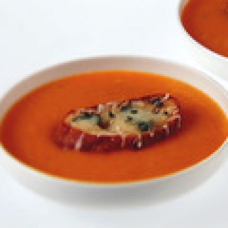 Butternut Squash Soup with Fontina Cheese Crostini