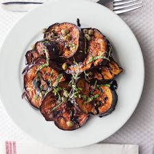 Pan-Fried Eggplant with Balsamic, Basil, & Capers