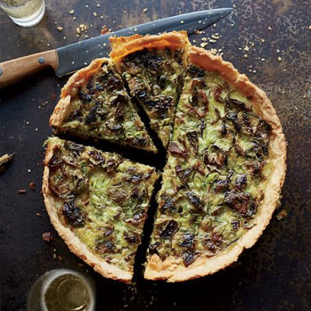 Roasted Brussels Sprout and Gruyère Quiche