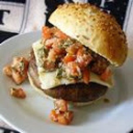 Portobello Mushroom Burger With Bruschetta Topping
