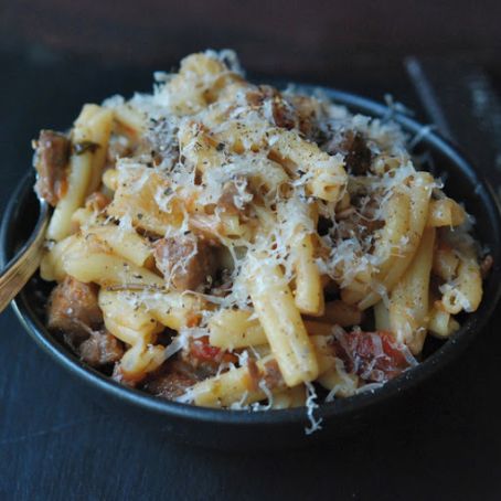 Pasta with Braised Pork, Red Wine and Pancetta