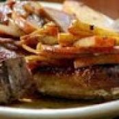 Mashed Sweet Potatoes, Pork Chop with Cider Gravy, Sauteed Apples and Onions