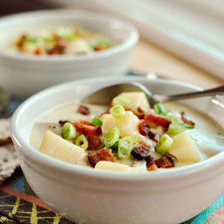 Baked Potato Soup With Bacon, Green Onion & Cheddar