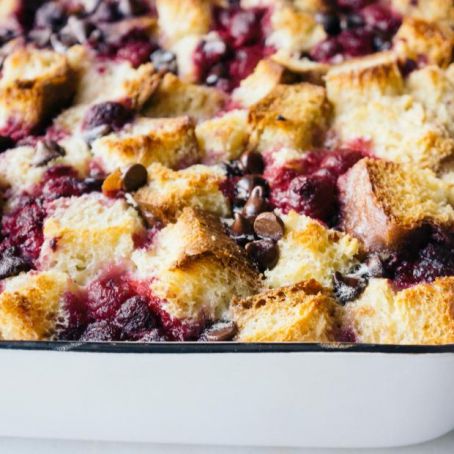 Raspberry Chocolate Bread Pudding