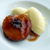 Roasted Peaches with Mascarpone Ice Cream adapted from Daniel Humm in Food & Wine magazine