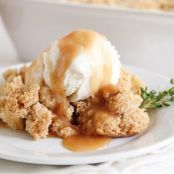Apple Whiskey Crisp with Whiskey Caramel Sauce