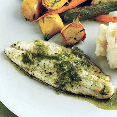 BRANZINO w/RSTD BABY VEG & TARRAGON OIL