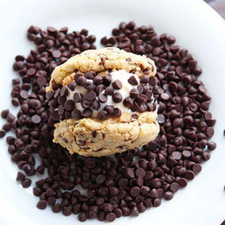 Brown Butter Cake Batter Chocolate Chip Cookie Ice Cream Sandwiches