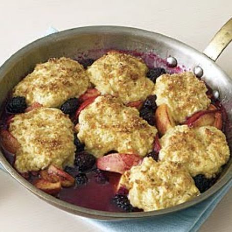 Blackberry-Peach Skillet Cobbler with Buttermilk Biscuits
