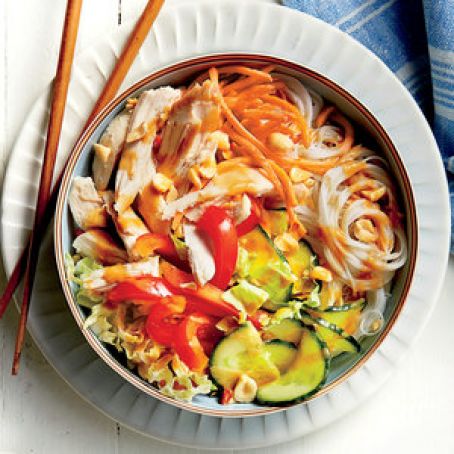 Chicken Noodle Bowl with Peanut-Ginger Sauce