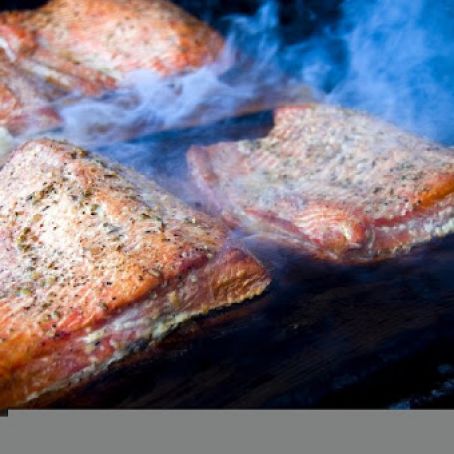 Cedar grilled salmon