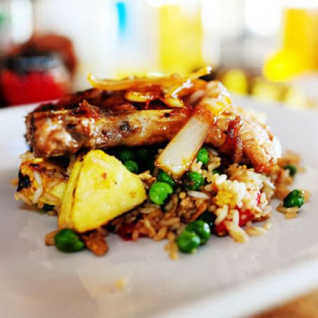 Pork Chops with Pineapple Fried Rice