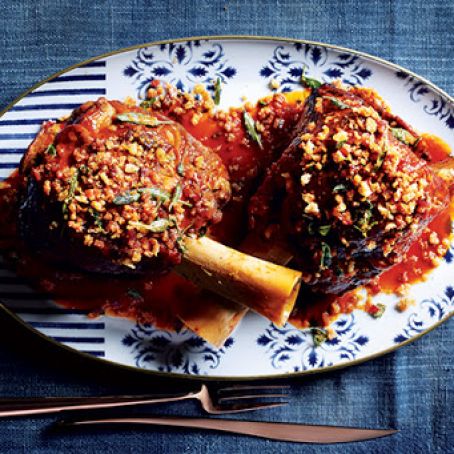Braised Veal Shanks with Bacon-Parmesan Crumbs