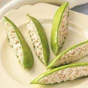 CRAB AND CREAM CHEESE STUFFED SNOW PEAS