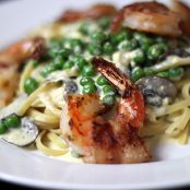 Fettucini with Chipotle Cream Sauce and Bacon Wrapped Shrimp