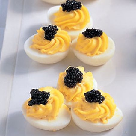 DEVILED QUAIL EGGS w/BLACK CAVIAR