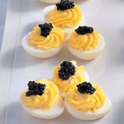 DEVILED QUAIL EGGS w/BLACK CAVIAR