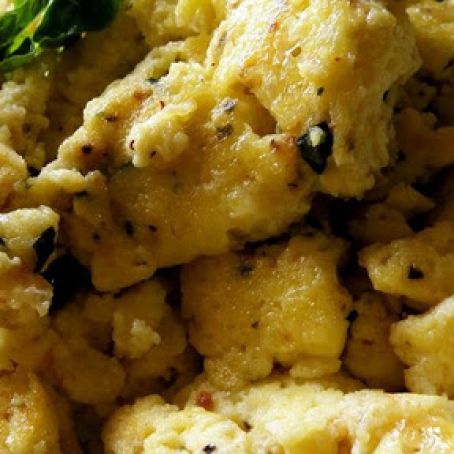 Creamy Cheesy Scrambled Eggs with Basil