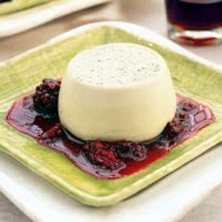 Mint Pesto Panna Cotta with Blackberry Sauce
