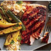 Grilled Salmon and Brown Butter Couscous with Grilled Summer Squash