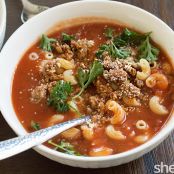 Beefy tomato macaroni soup is the belly-warming recipe you want this fall
