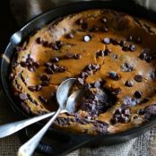 Triple Chocolate Pumpkin Cheesecake Skillet Brownie