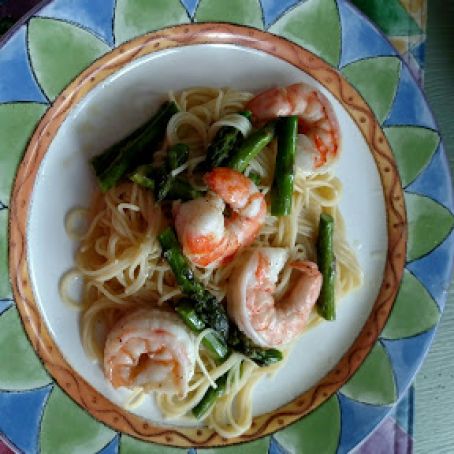 Lemon Pasta with Roasted Shrimp and Asparagus