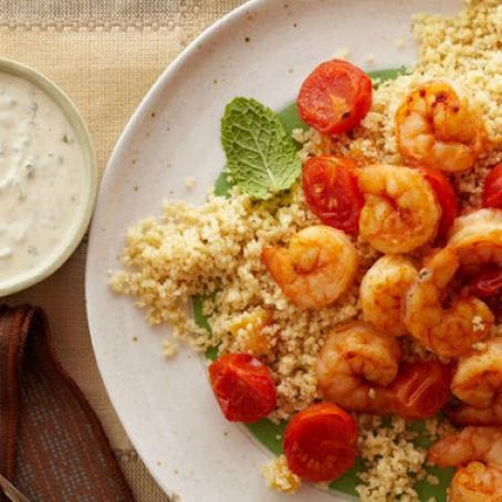 20-Minute Shrimp and Couscous With Yogurt-Hummus Sauce