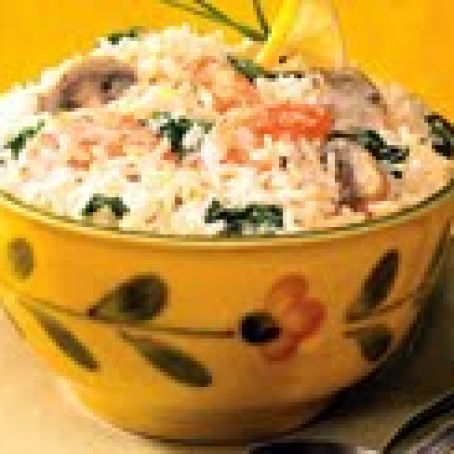 Creamy Lemon, Mushroom, Shrimp and Rice