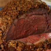 Prime Rib with a Peppercorn & Roasted Garlic Crust